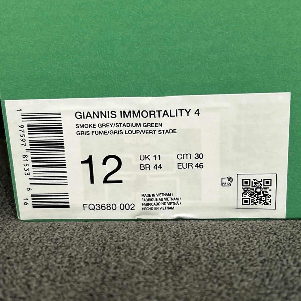 Nike Giannis Immortality 4 Men 12 Smoke Grey Stadium Green Basketball FQ3680-002